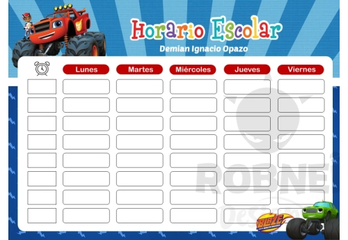 Blaze y los Monster Machines Horario Escolar